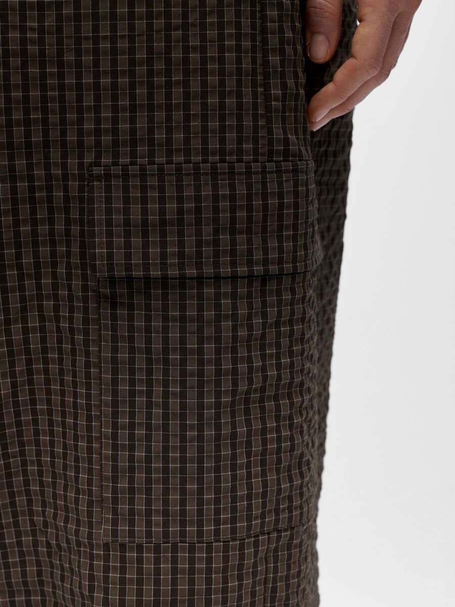 Carousel image - CHECKED TRACK PANTS, Seal Brown | 5