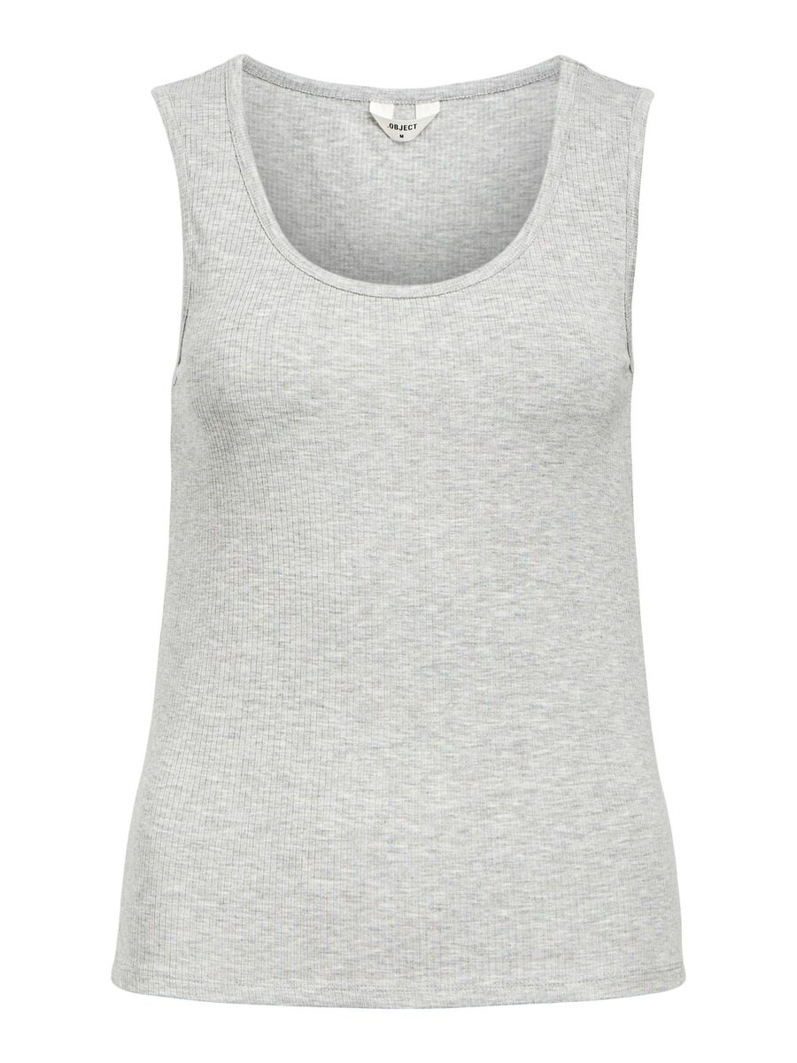 OBJECT RIBBEDE TANKTOP, Light Grey Melange, highres - 23045692_LightGreyMelange_001.jpg