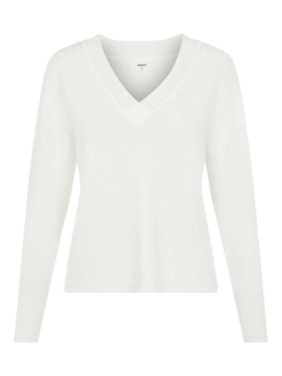 Object Collectors Item V-NECK KNITTED PULLOVER, Gardenia, highres - 23034459_Gardenia_001.jpg