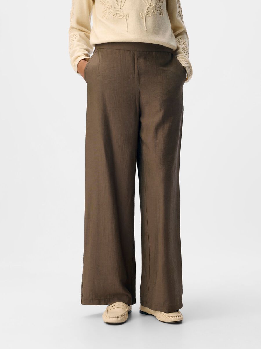 Carousel image - À TAILLE HAUTE PANTALON À JAMBE AMPLE, Morel | 2