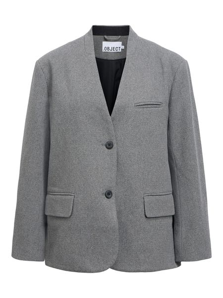 OBJECT EN LAINE M&Eacute;LANG&Eacute;E BLAZER, Light Grey Melange, highres - 23049084_LightGreyMelange_001.jpg