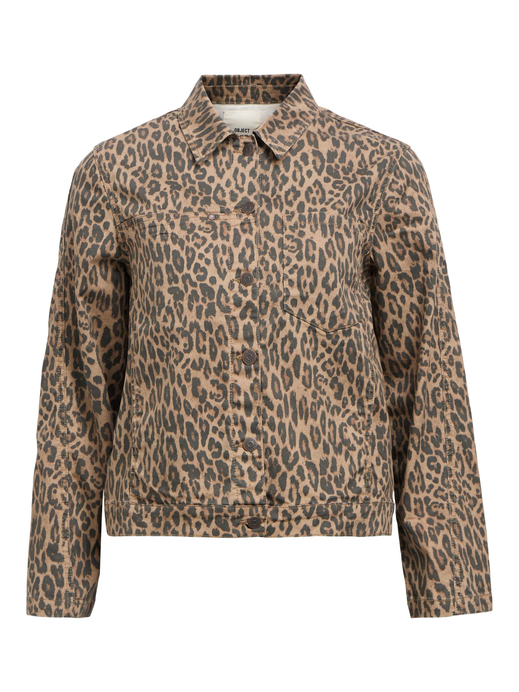 LEOPARD PRINT DENIM JACKET Brown .OBJECT CI Netherlands