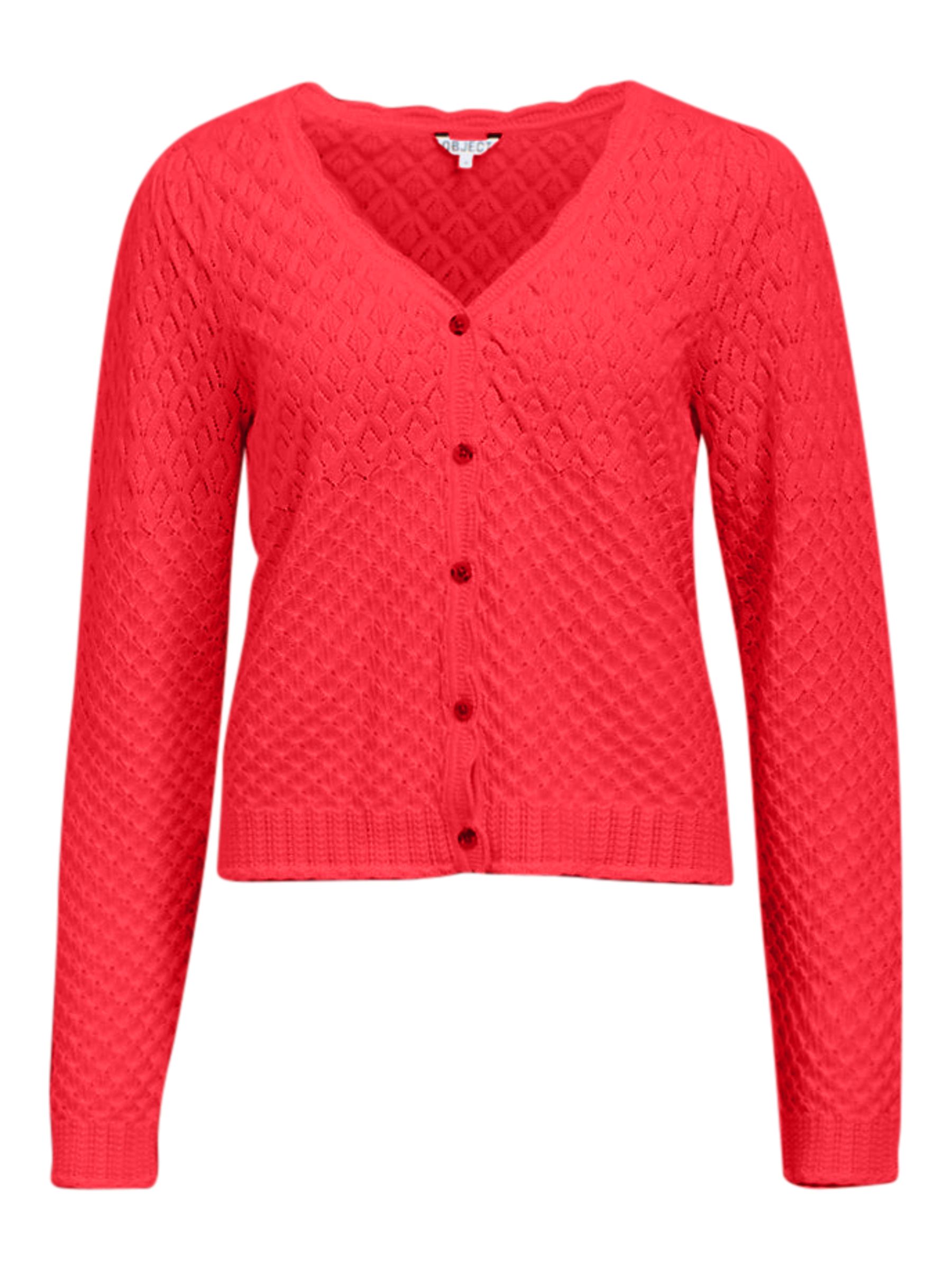 V-NECK KNITTED CARDIGAN | Red | .OBJECT CI Ireland