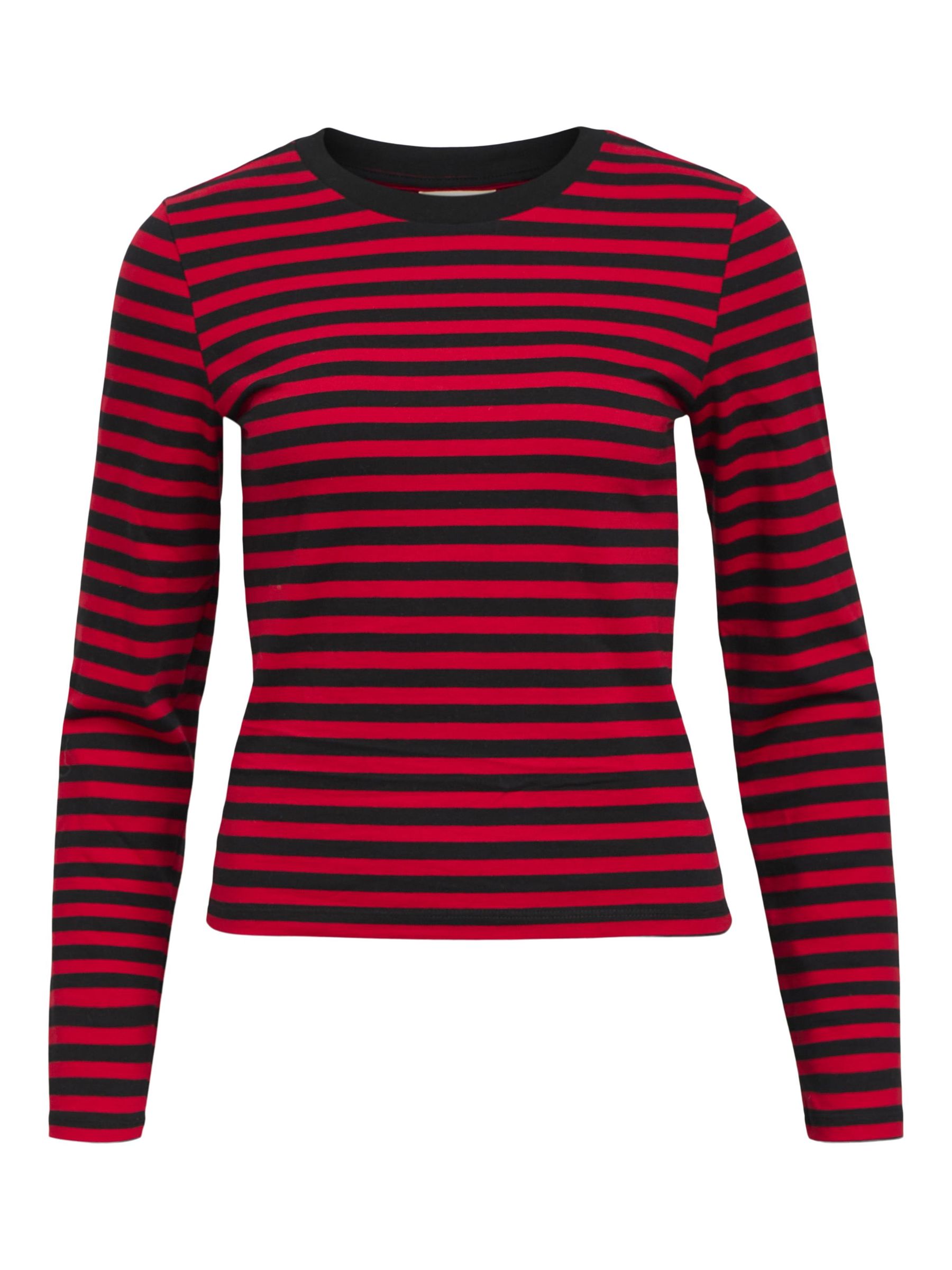 Red and black striped t shirt women's clearance