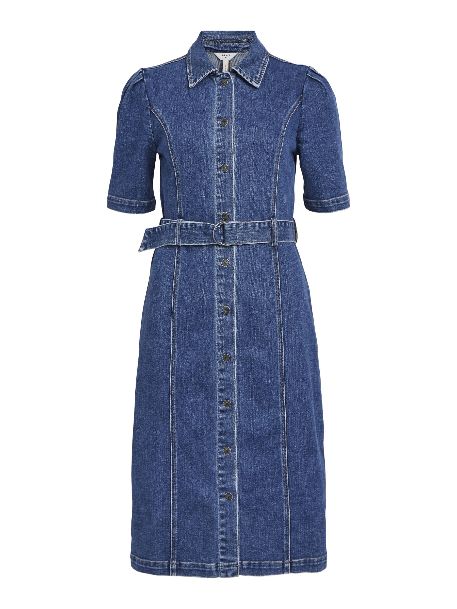 【BAON】Namiko Denim Shirring Layered Pocket Ribbon Midi OP DENIM MIDI DRESS | Blue | .OBJECT CI Germany