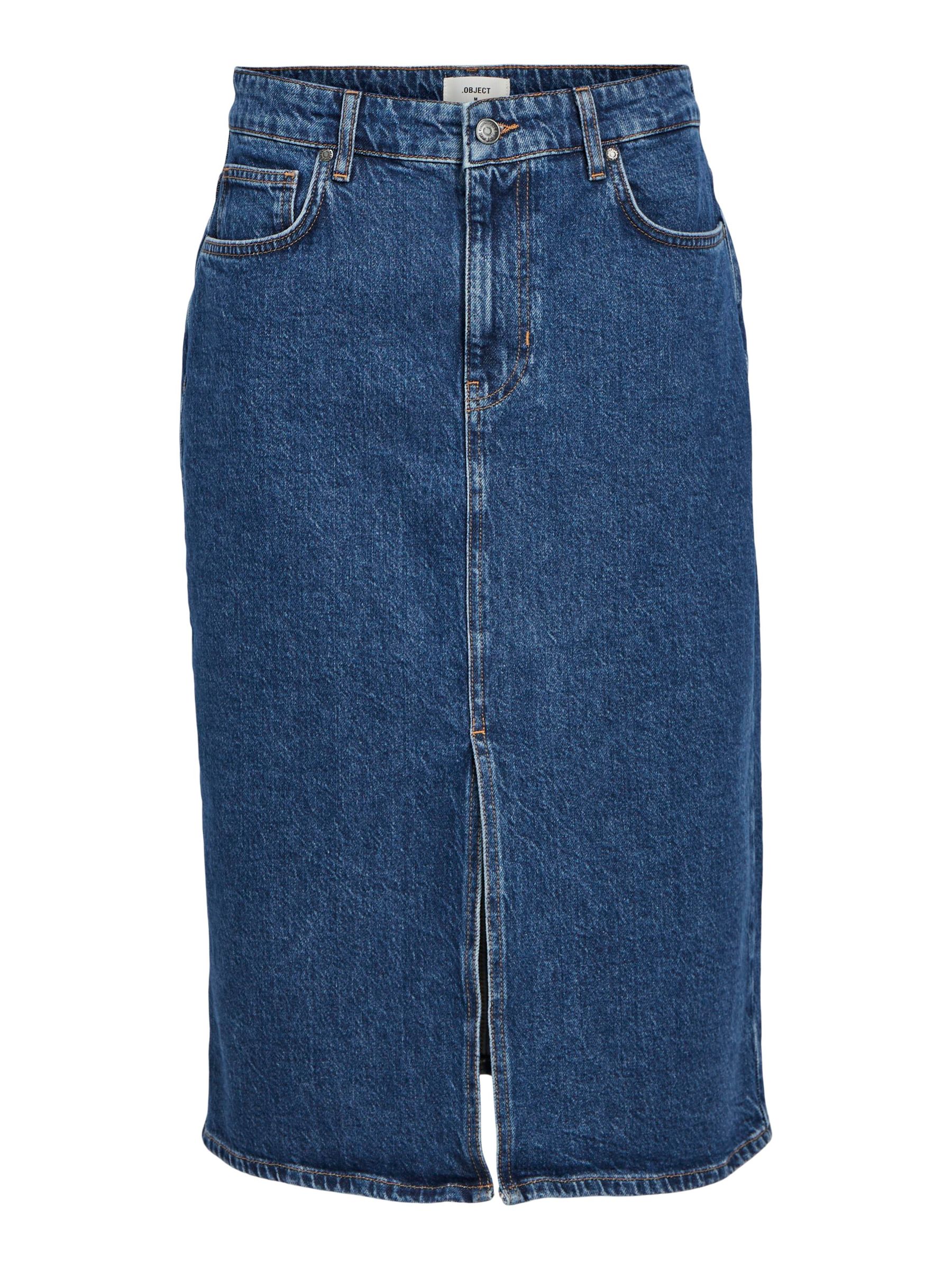 DENIM MIDI SKIRT | Blue | .OBJECT CI UK