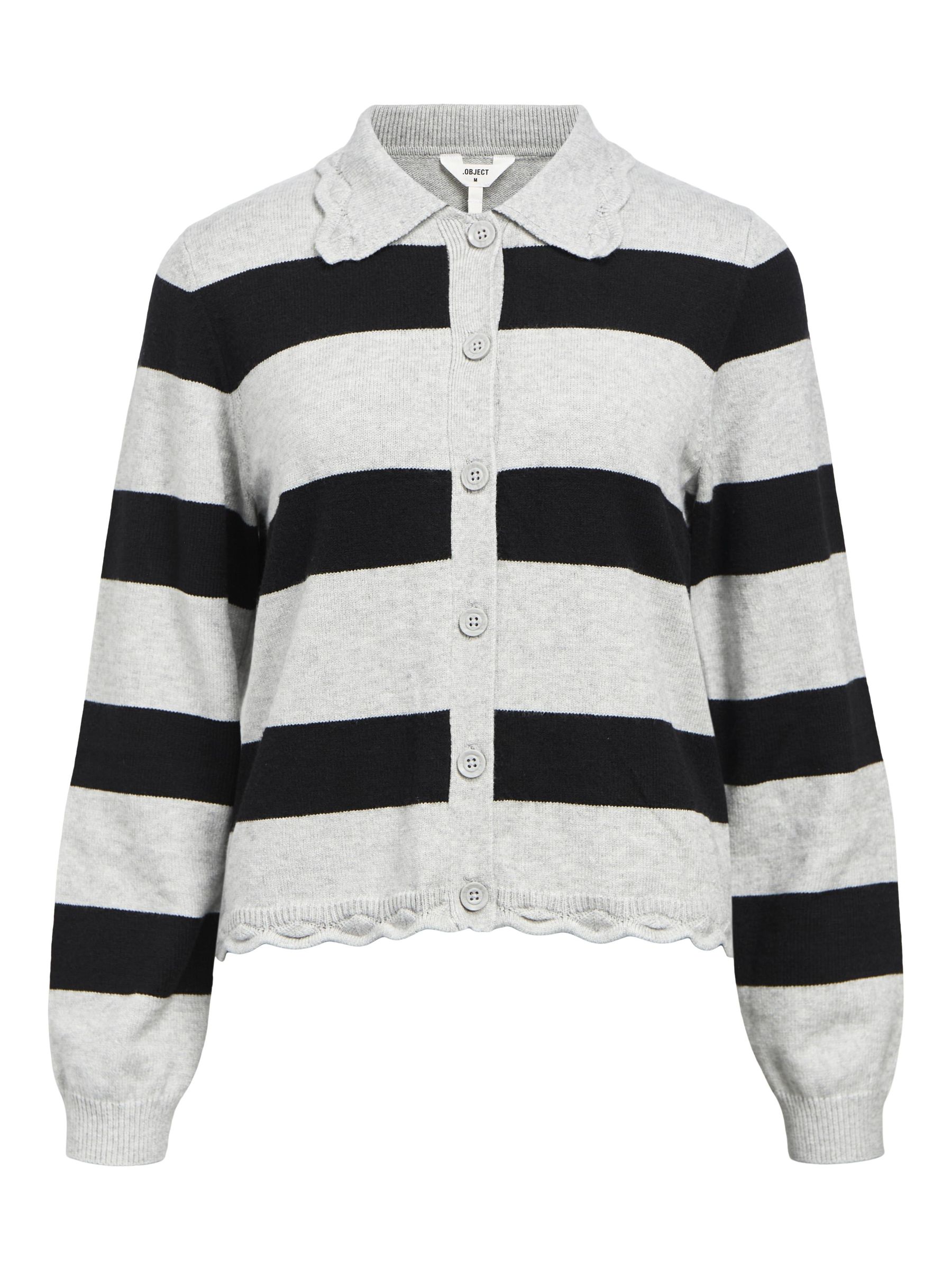 Grey and white striped cardigan sale