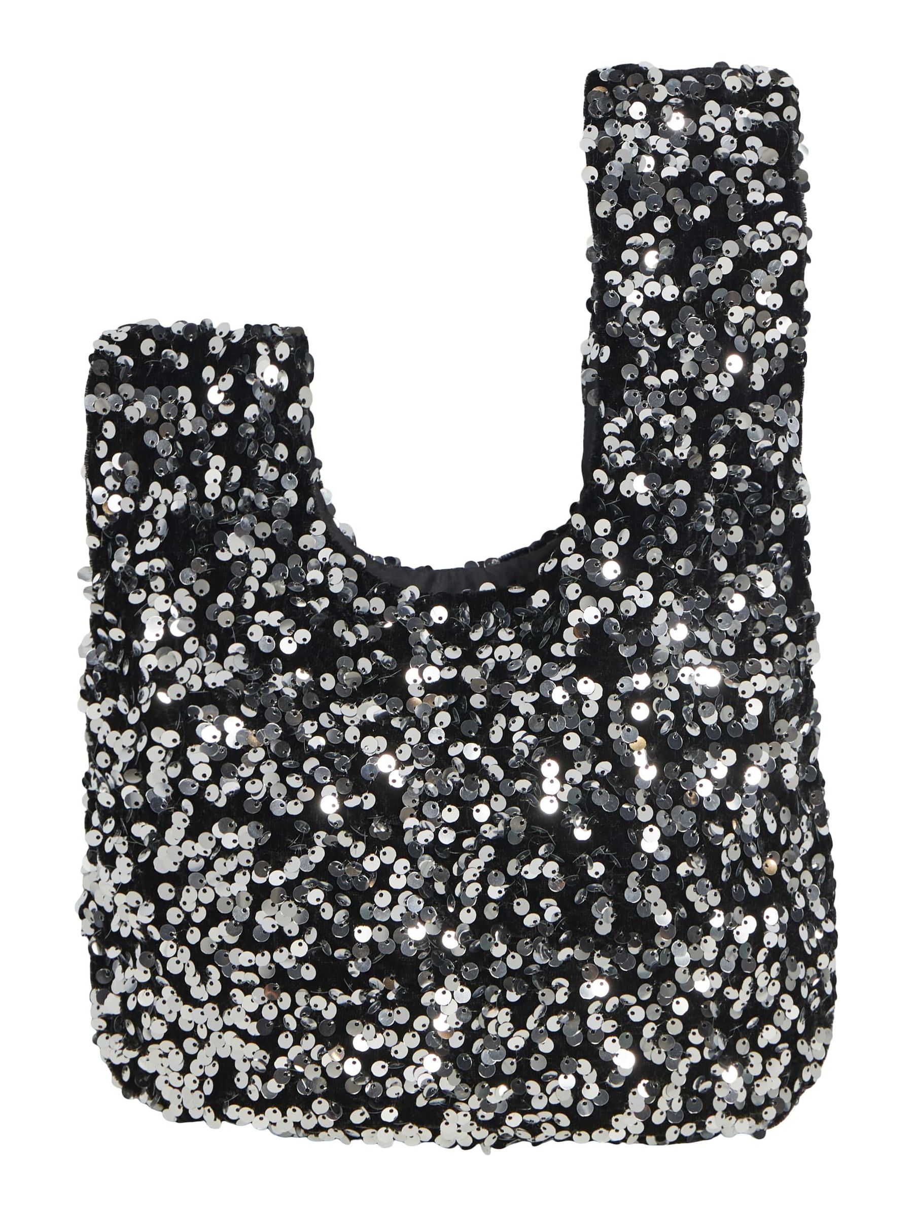 Black sequin handbag store