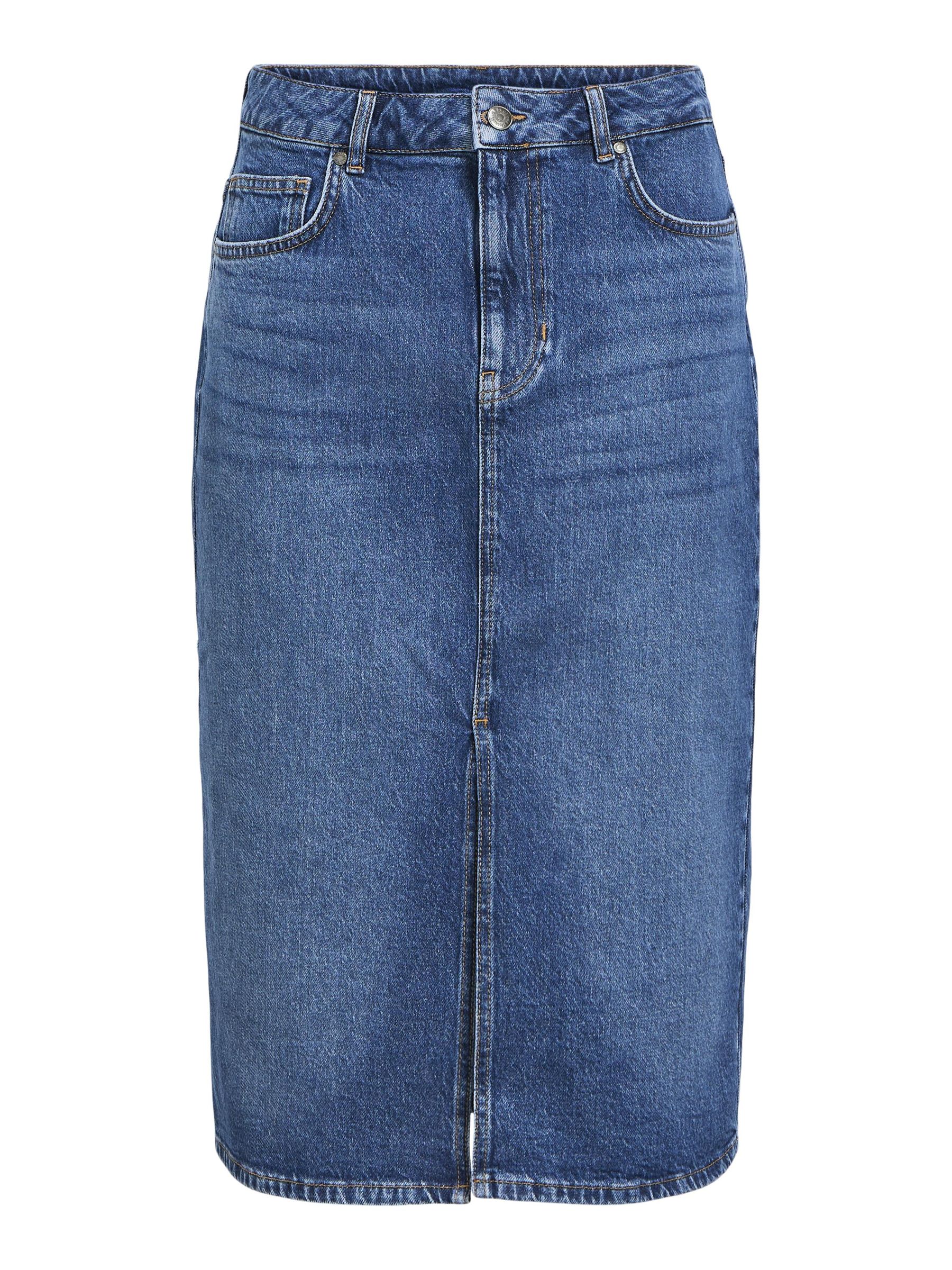 ●Sienne● Washed Denim Skirt Blue 10182520001 DENIM MIDI SKIRT | Blue | .OBJECT CI Norway