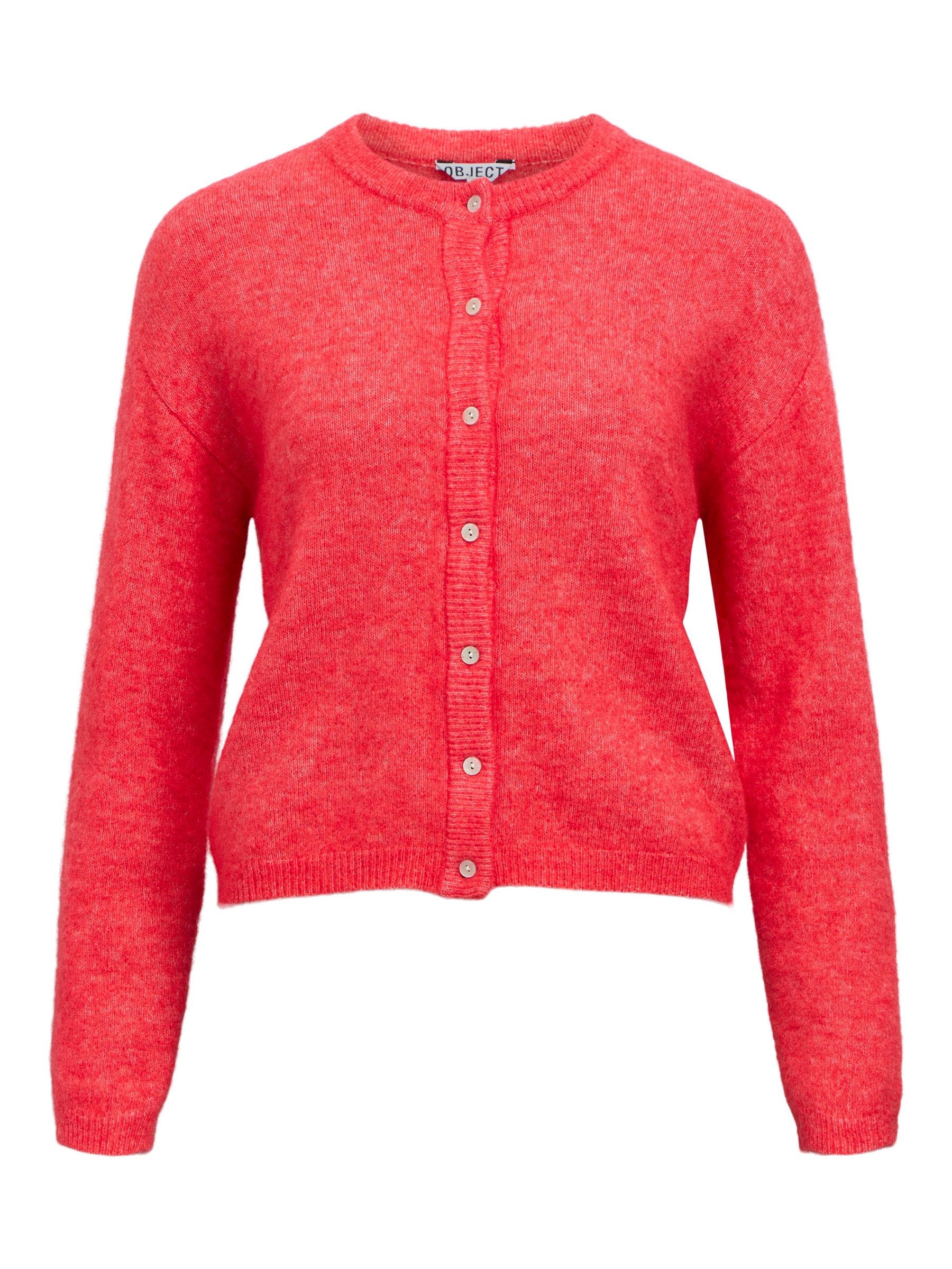 ALPACA WOOL BLEND KNITTED CARDIGAN | Red | .OBJECT CI UK
