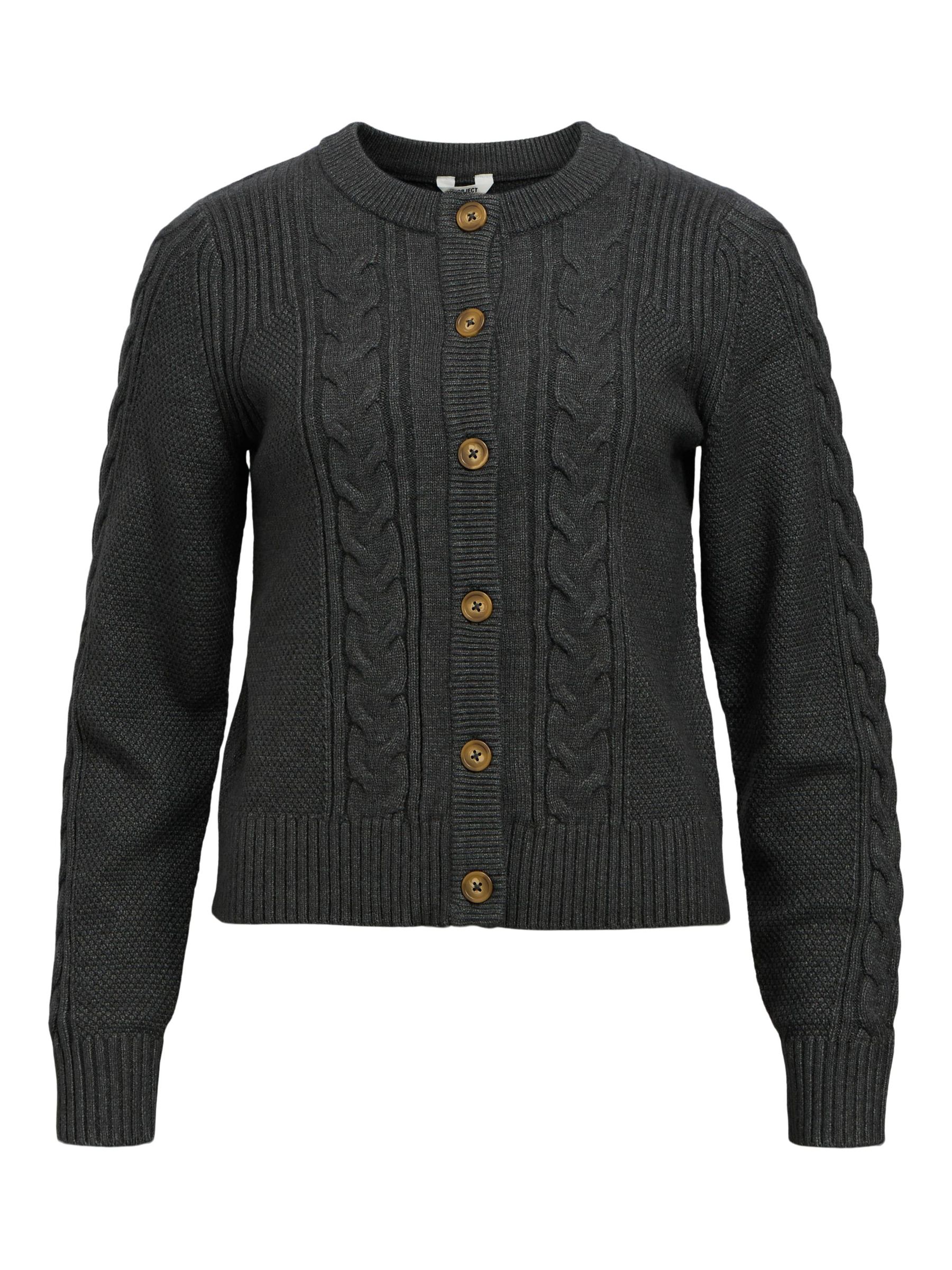 CABLE KNIT CARDIGAN Grey .OBJECT CI UK