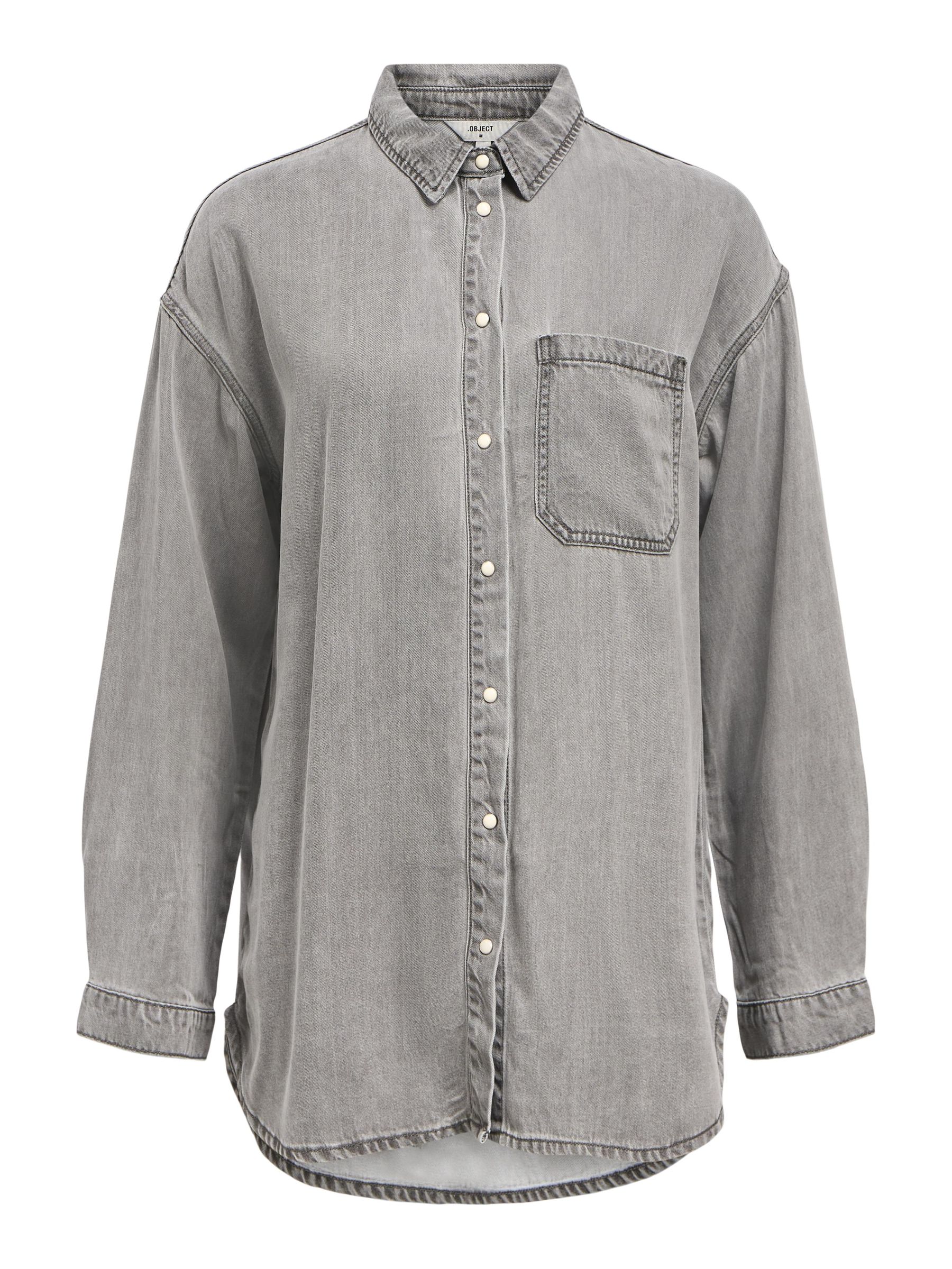 LONGLINE DENIM SHIRT | Grey | .OBJECT CI UK