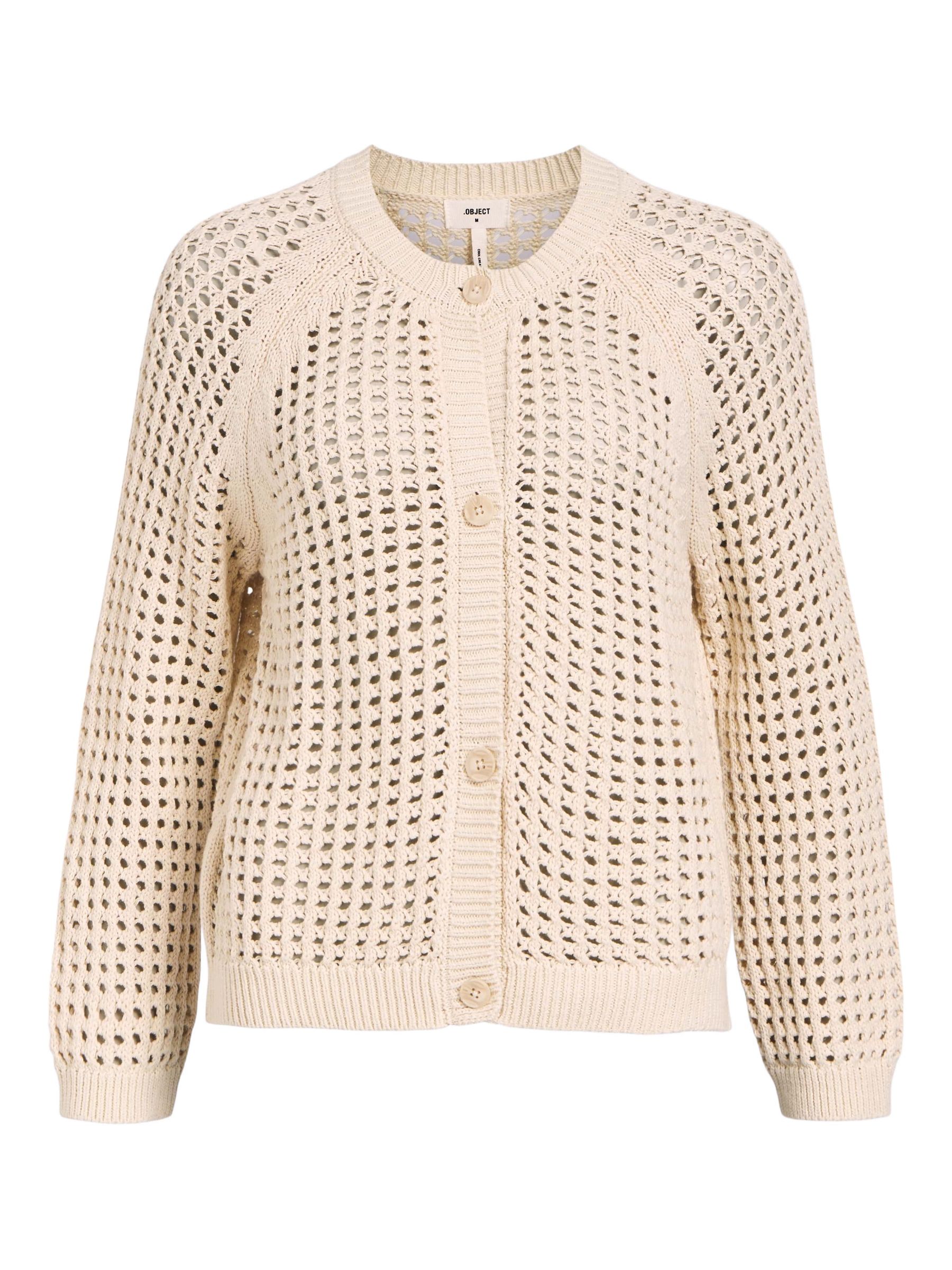 OPEN WEAVE CARDIGAN Beige .OBJECT CI UK